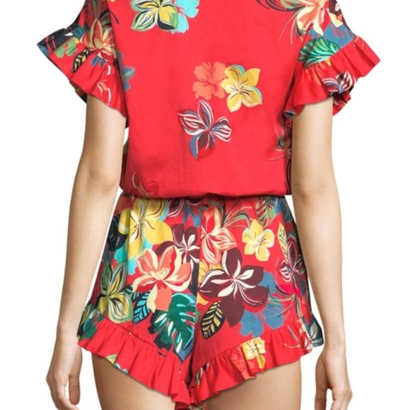 ALEXIS Red Floral Faine Romper XS - Picture 4 of 11